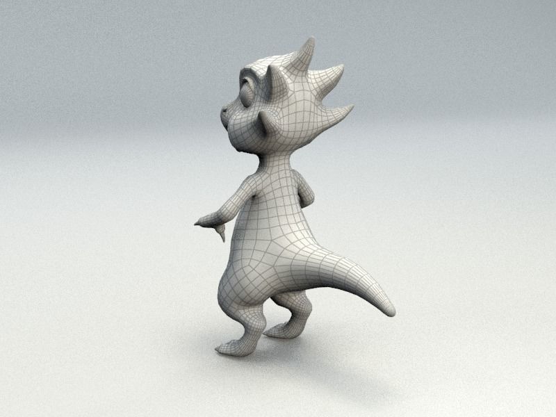 cartoon ruby dragon Low-poly 3D model_8
