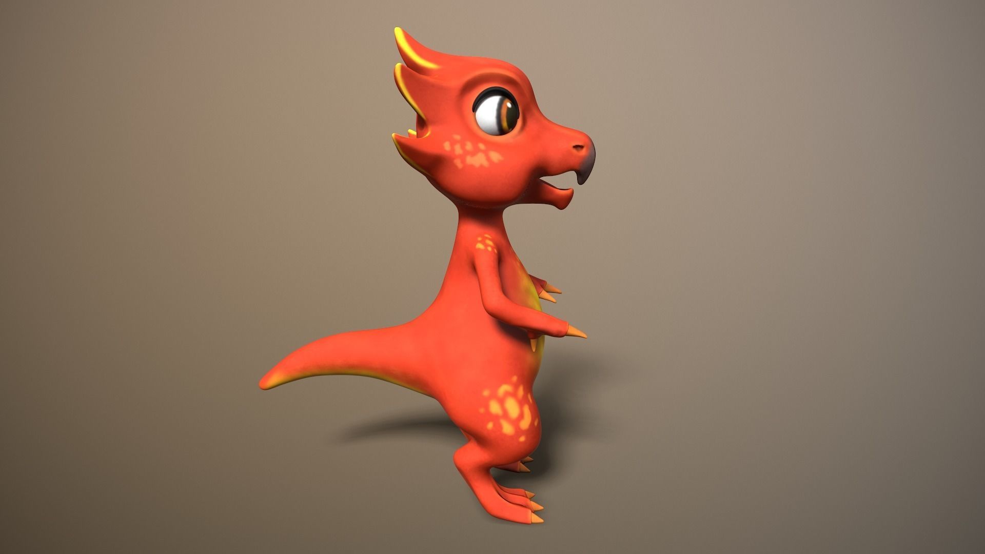 cartoon ruby dragon Low-poly 3D model_2