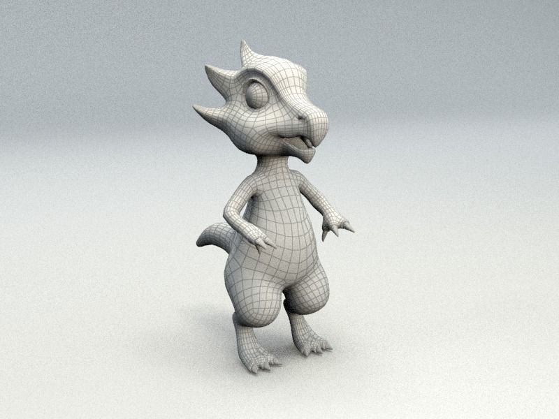 cartoon ruby dragon Low-poly 3D model_10