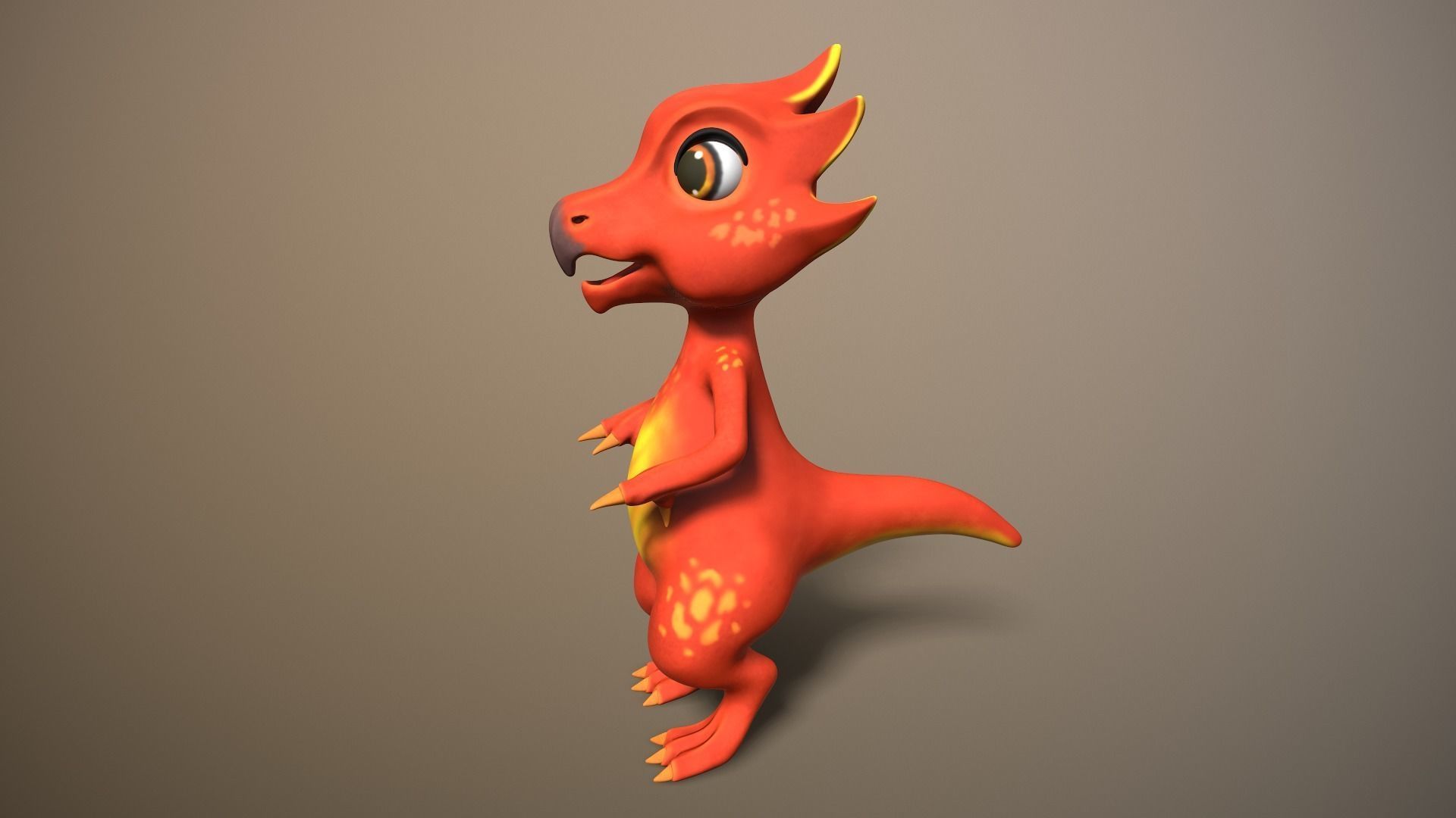 cartoon ruby dragon Low-poly 3D model_6
