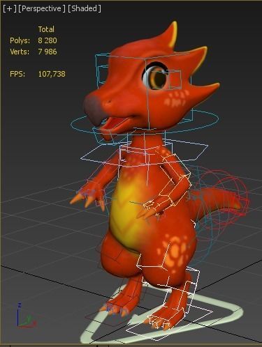 cartoon ruby dragon Low-poly 3D model_11