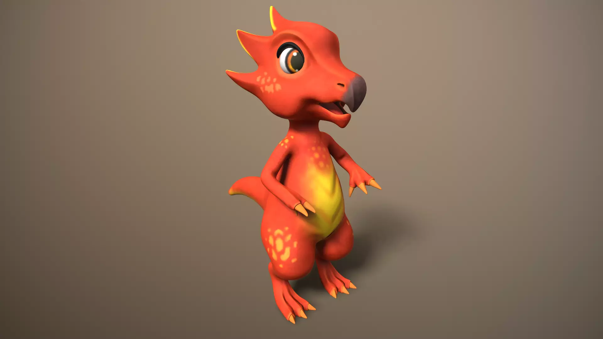 cartoon ruby dragon Low-poly 3D model_0