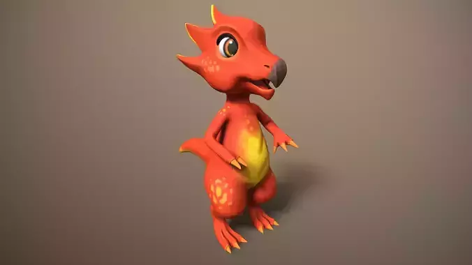 cartoon ruby dragon Low-poly 3D model