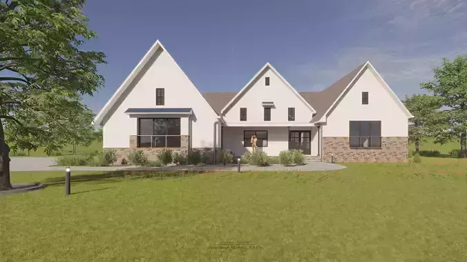American hause Low-poly 3D model