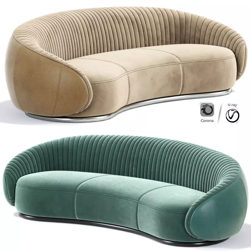 Ghidini long Strip Curved Sofa 3D model_0