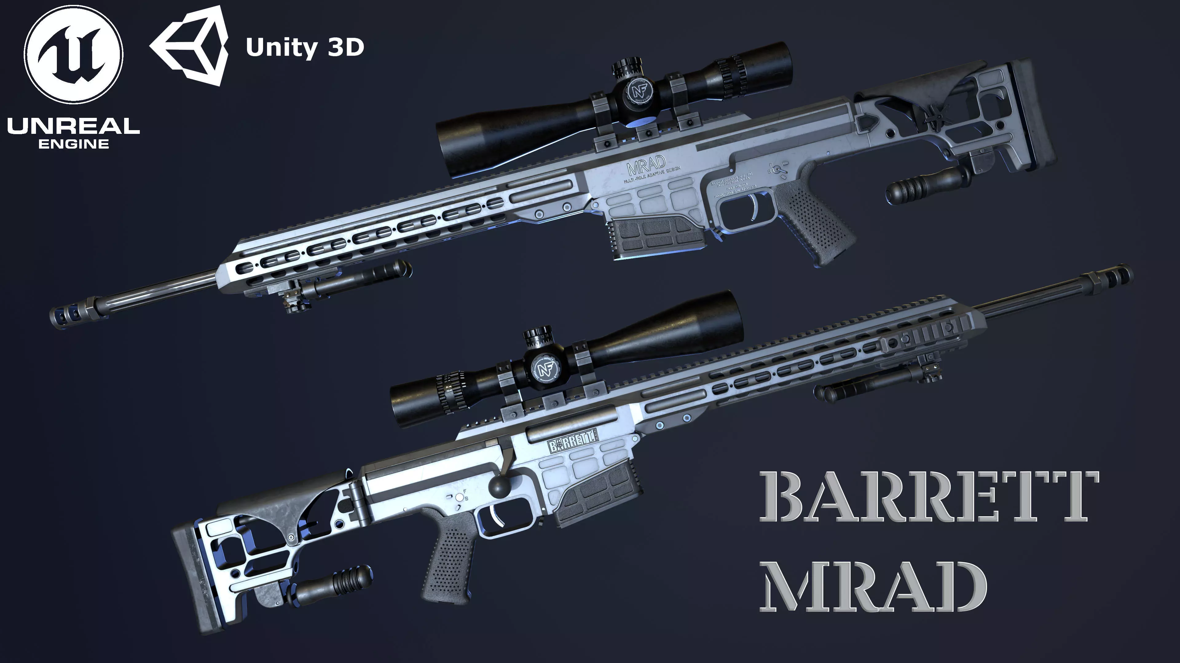 BARRETT MRAD - GAME READY MODEL 4K Low-poly 3D model_0