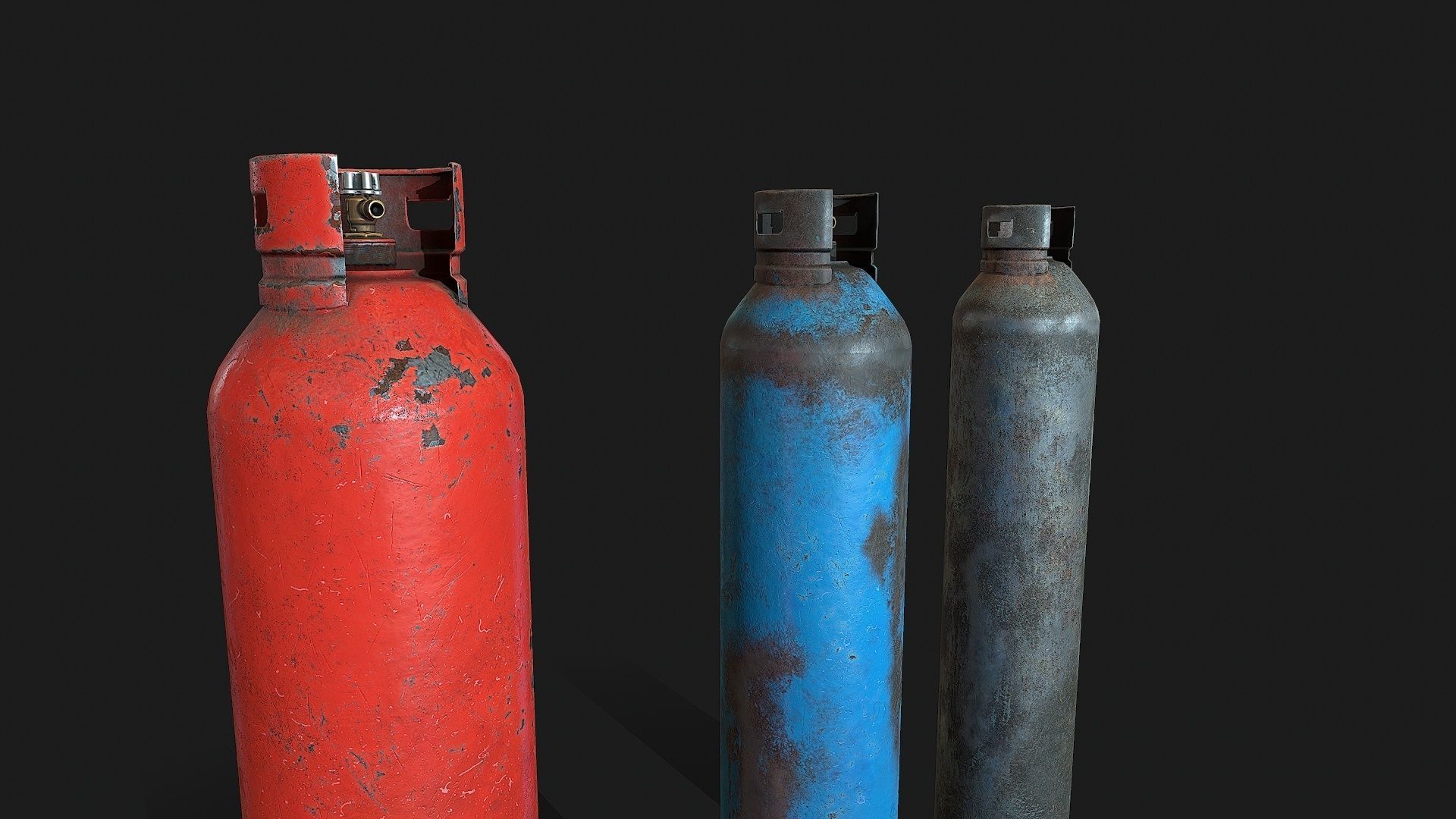Gas cylinder 2 Low-poly 3D model_7