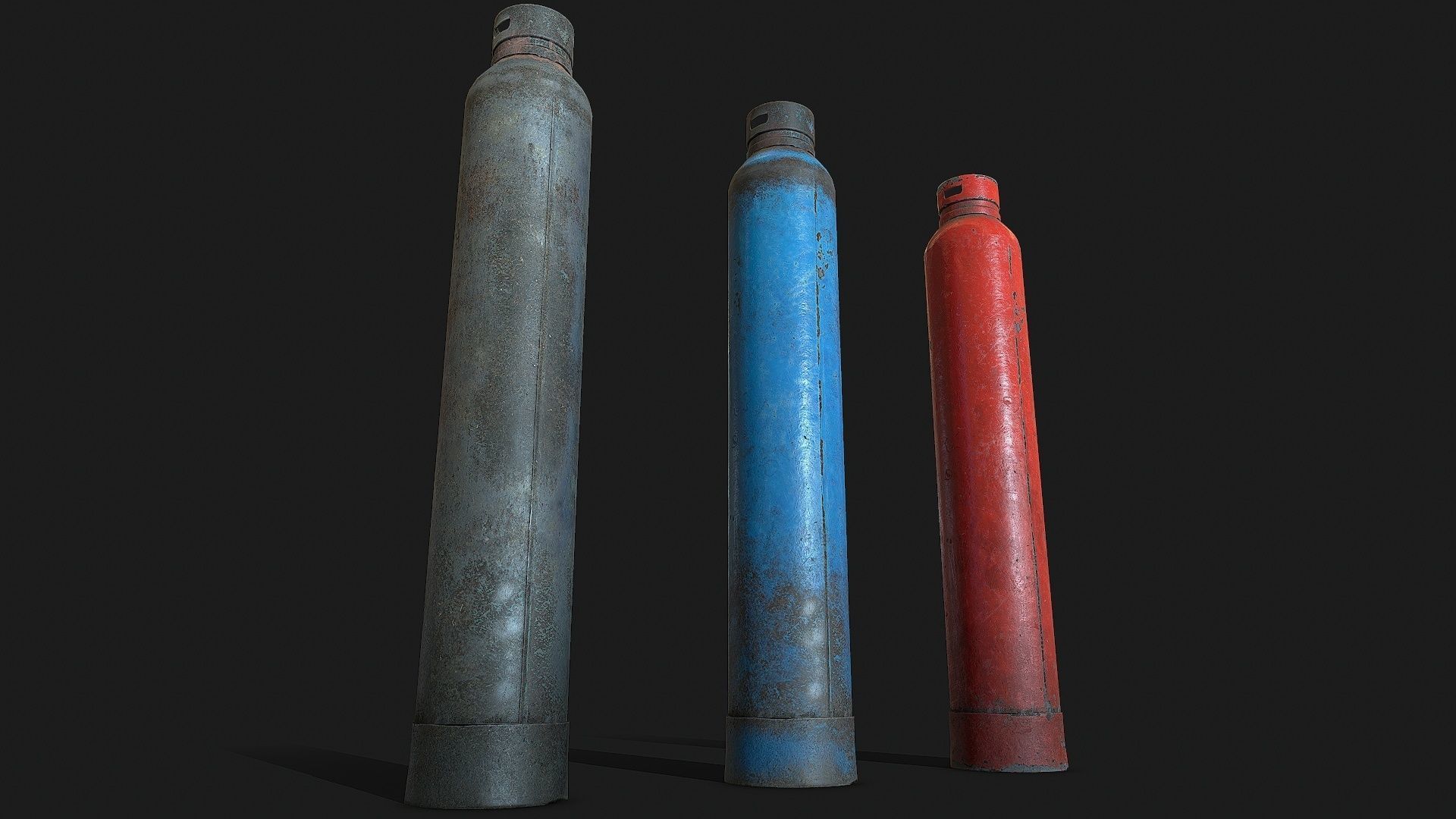 Gas cylinder 2 Low-poly 3D model_8
