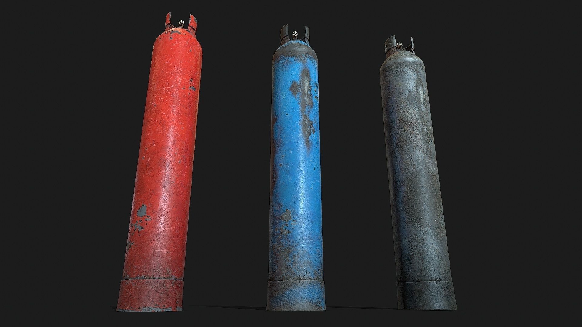 Gas cylinder 2 Low-poly 3D model_1