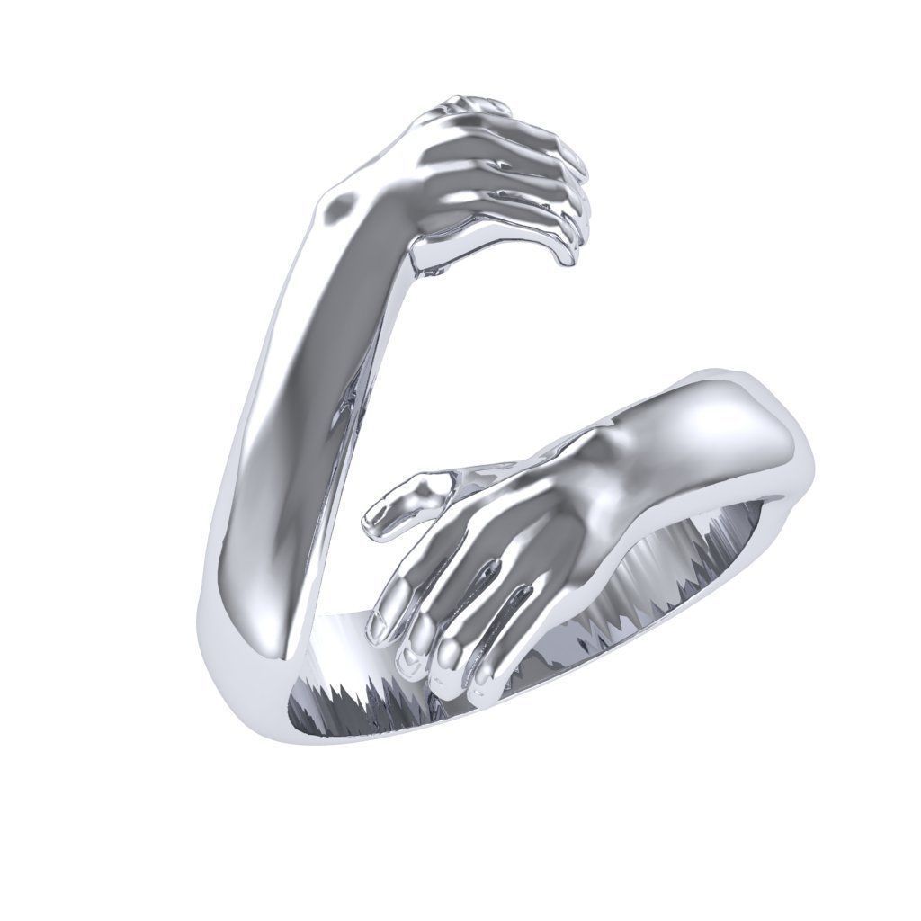 Hug ring hands ring 3D print model 3D print model_6