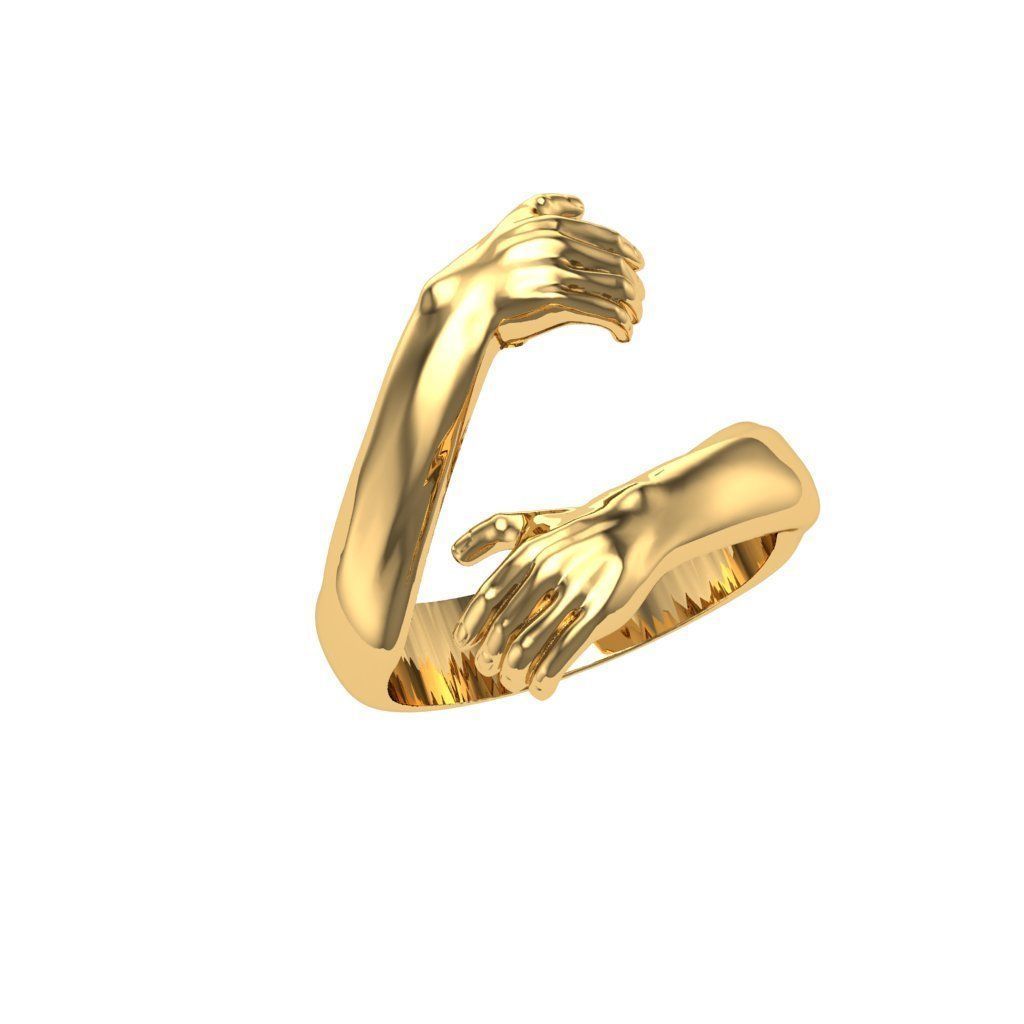 Hug ring hands ring 3D print model 3D print model_1