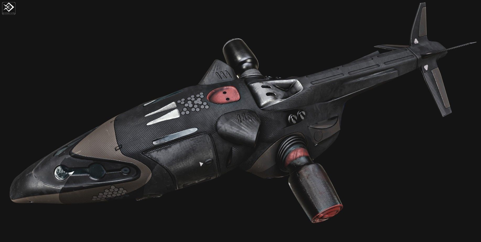 Sci fi ship Low-poly 3D model_2