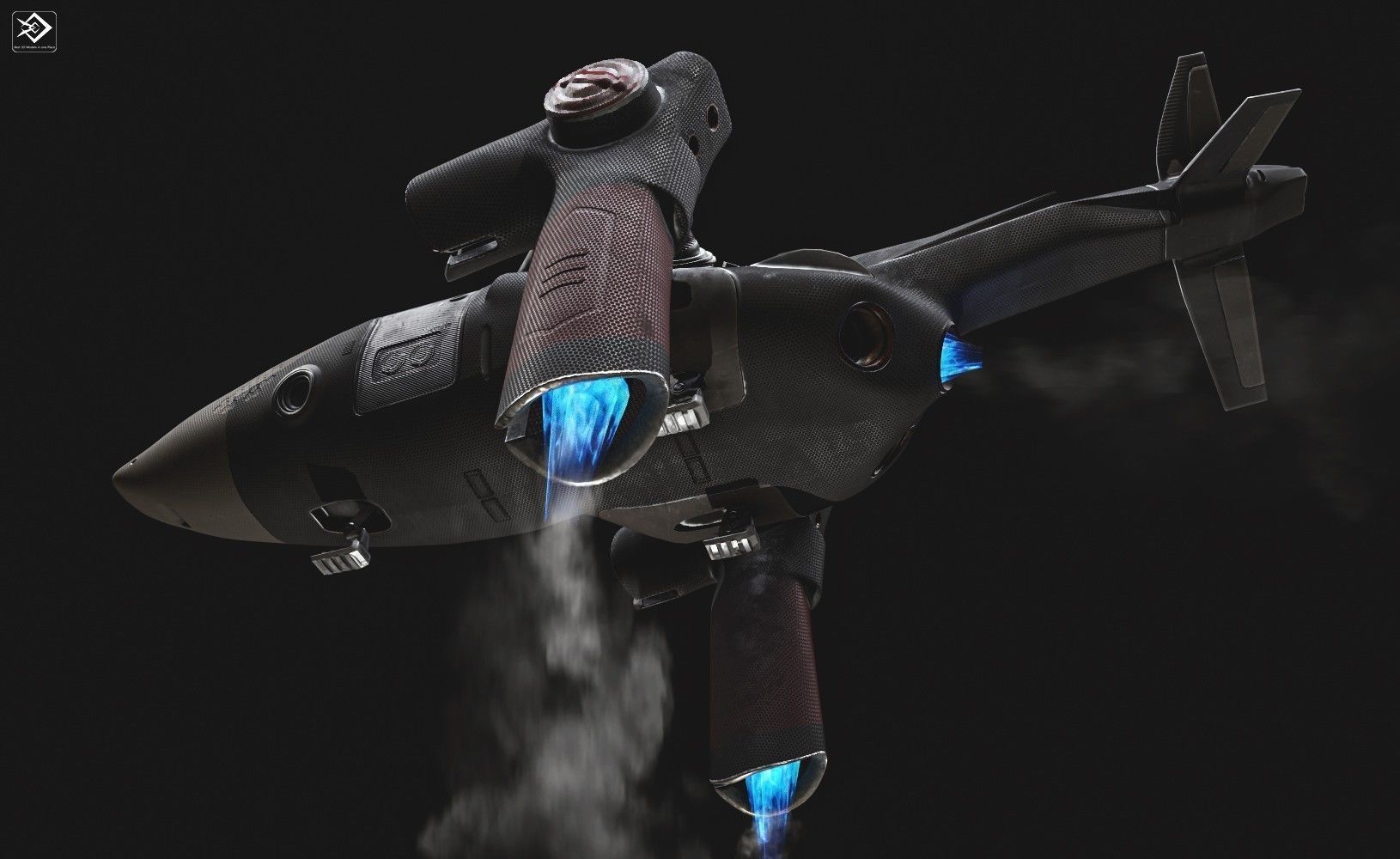 Sci fi ship Low-poly 3D model_3