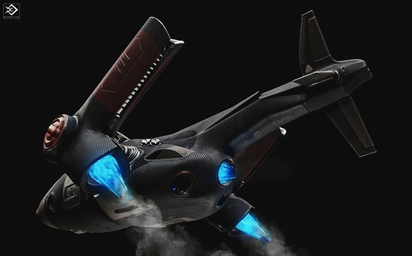 Sci fi ship Low-poly 3D model_1