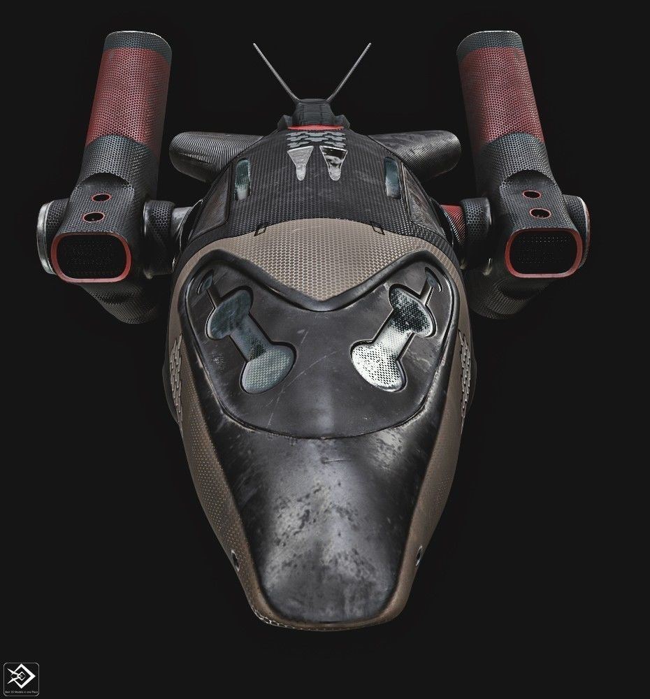 Sci fi ship Low-poly 3D model_4