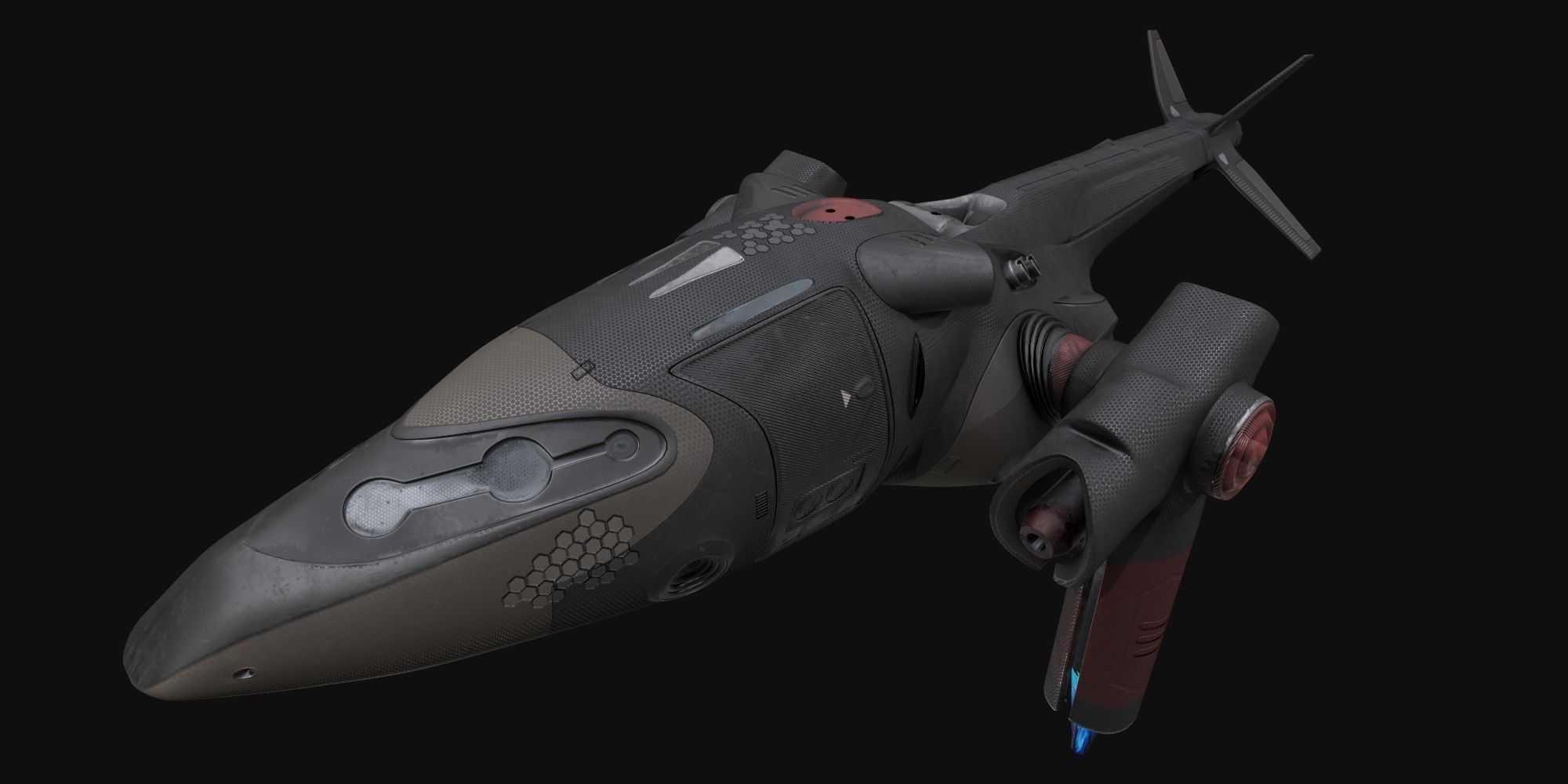 Sci fi ship Low-poly 3D model_14