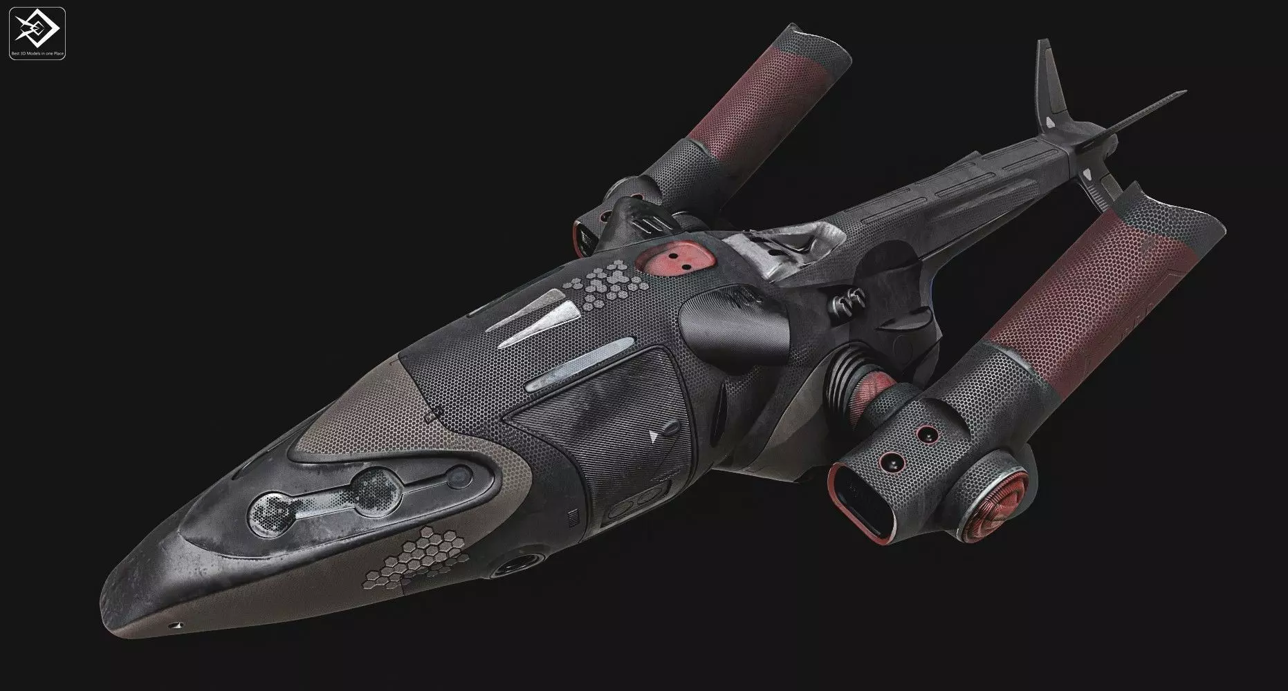 Sci fi ship Low-poly 3D model_0