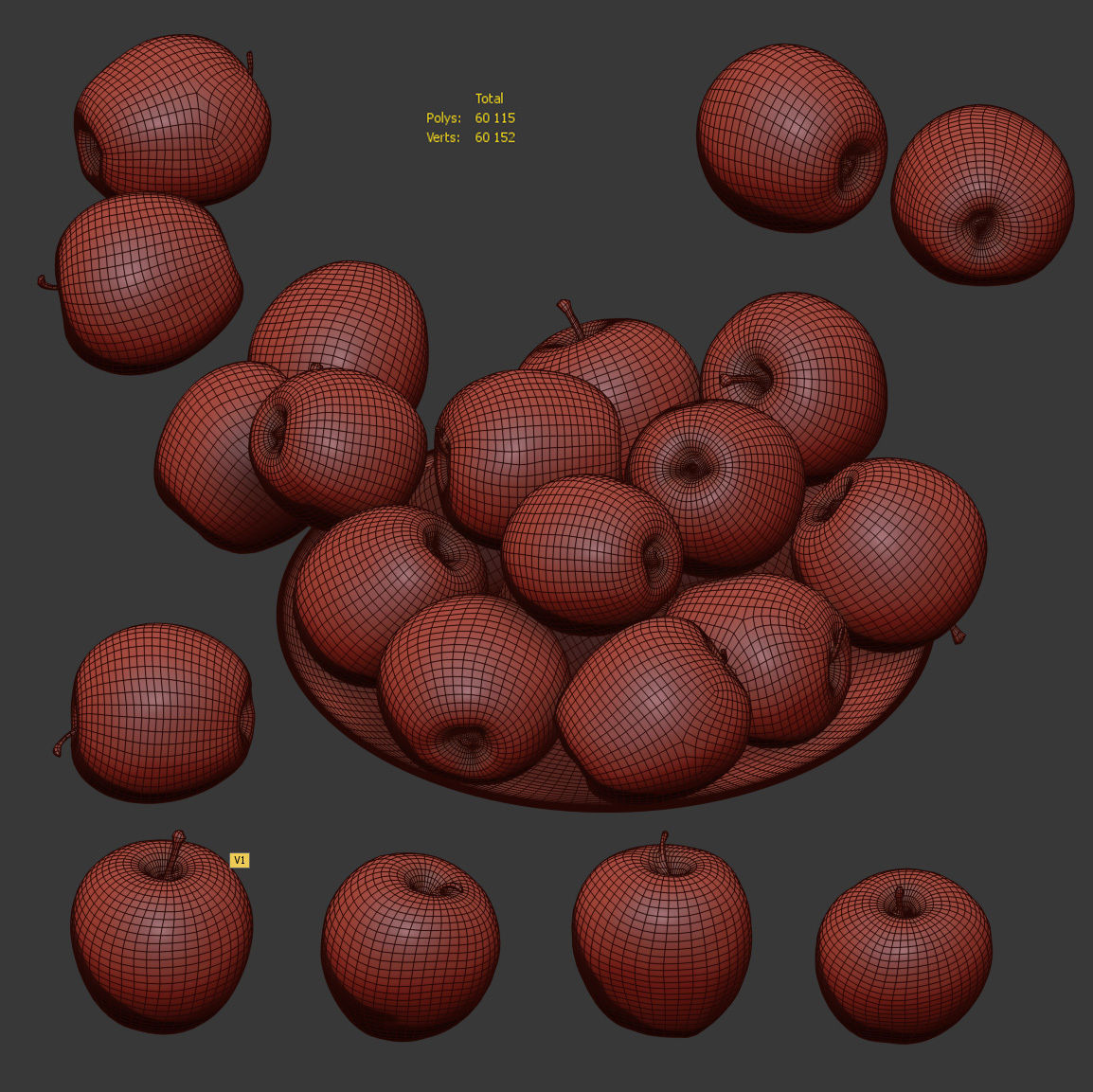 Apples Gala - 4 models Low-poly 3D model_4