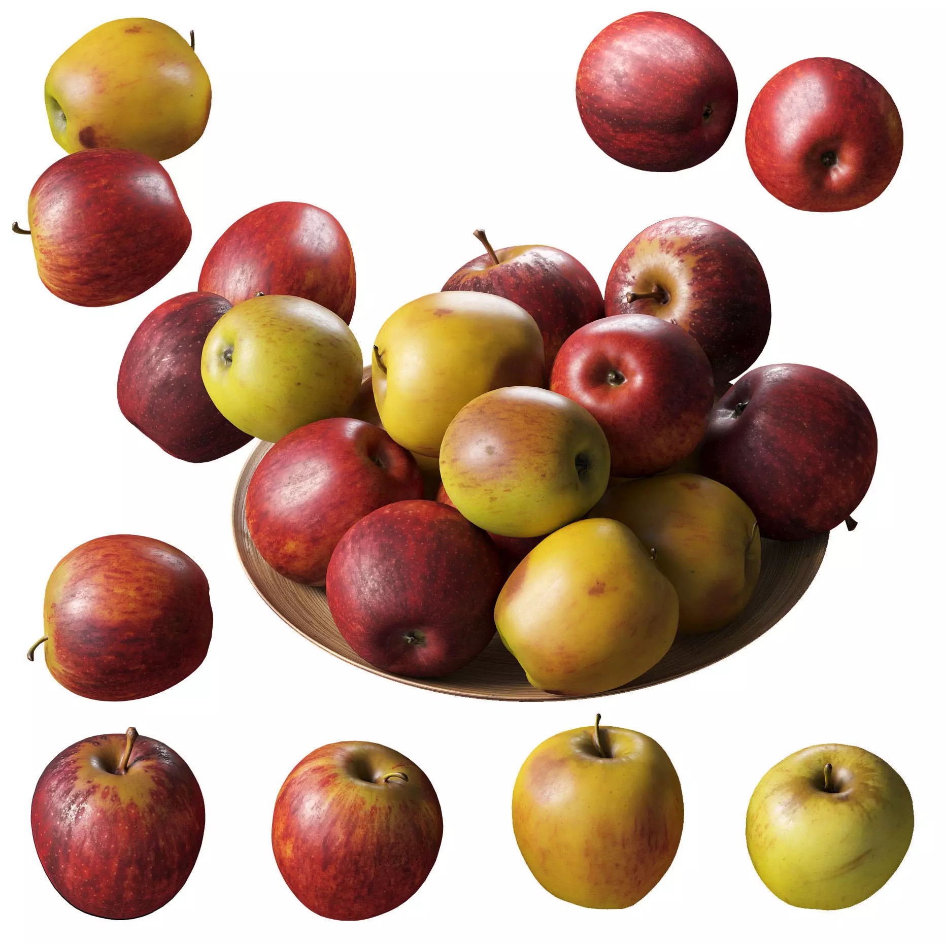 Apples Gala - 4 models Low-poly 3D model_0