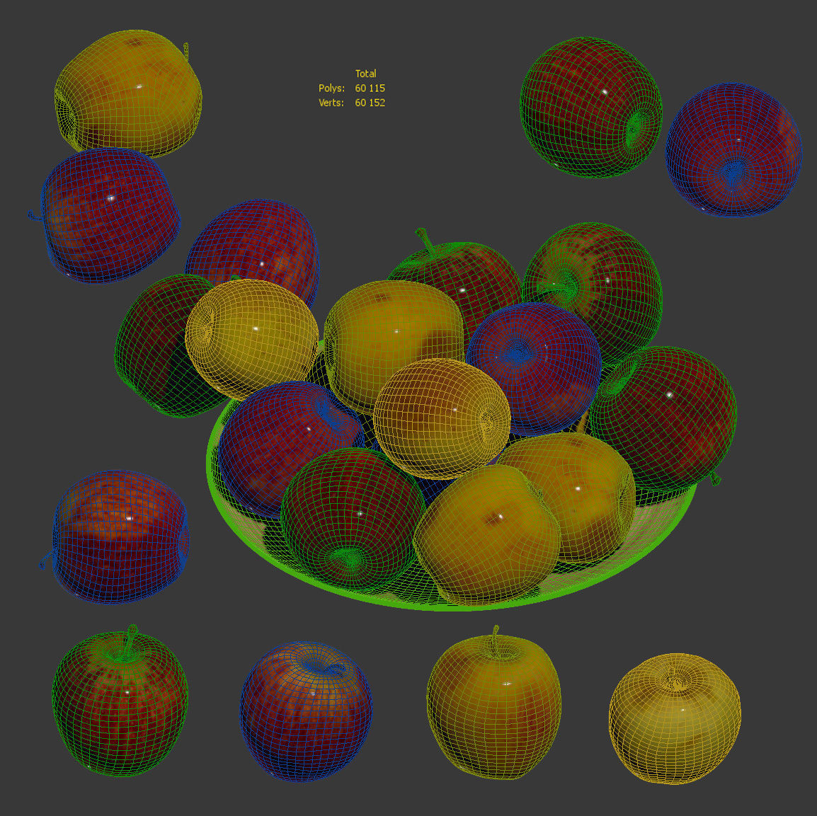 Apples Gala - 4 models Low-poly 3D model_5