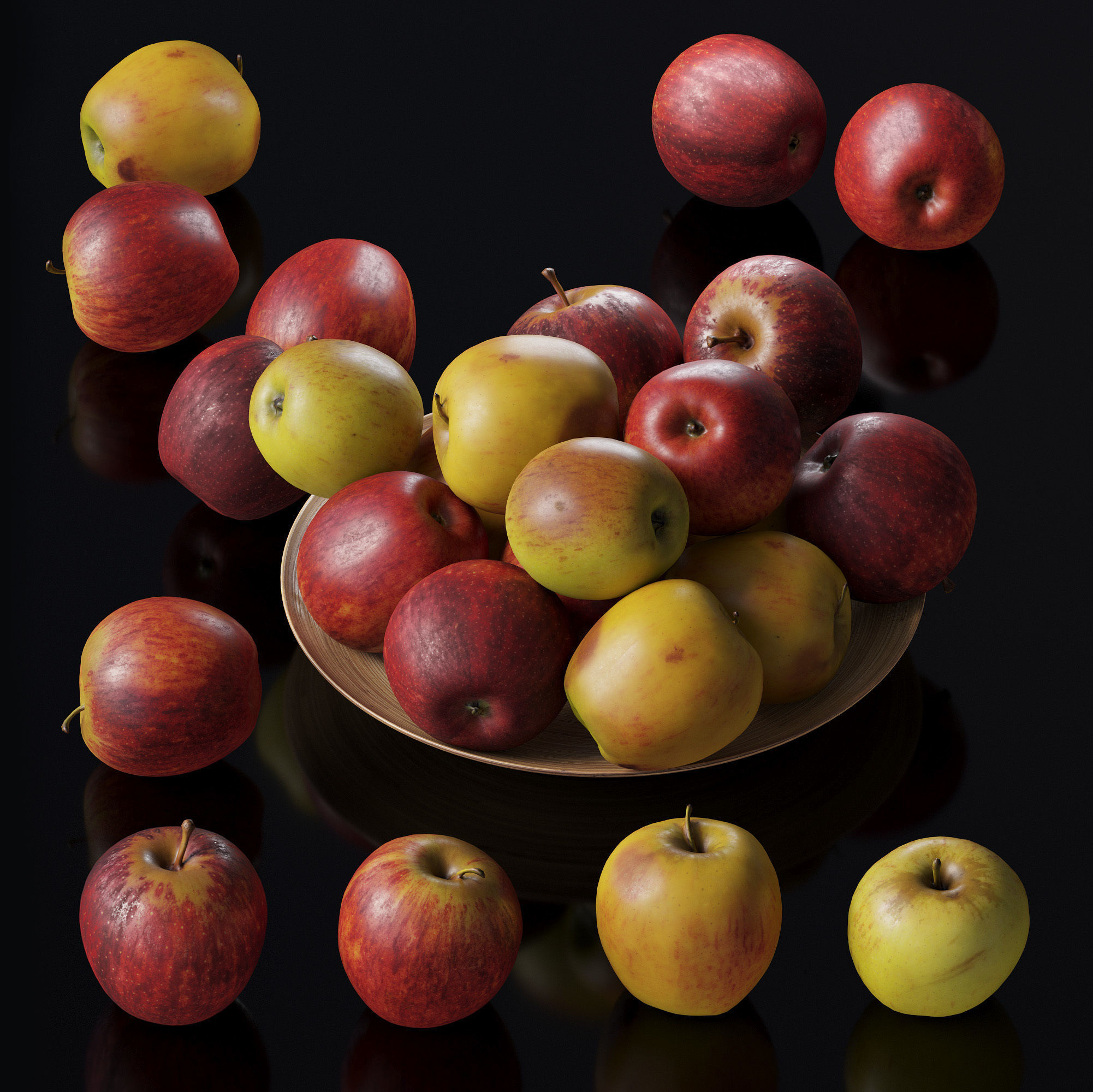 Apples Gala - 4 models Low-poly 3D model_1