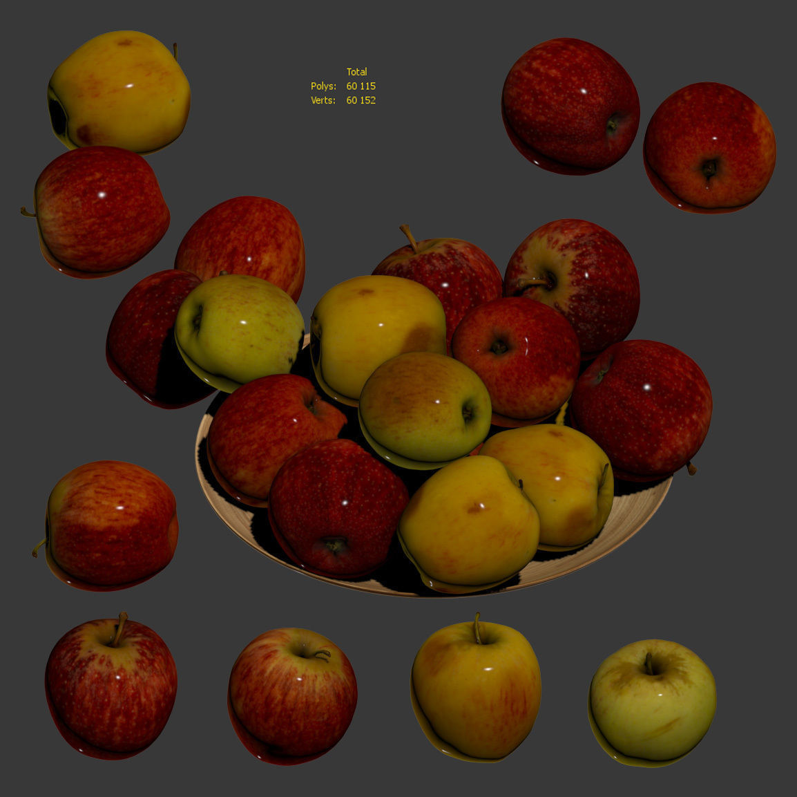Apples Gala - 4 models Low-poly 3D model_2