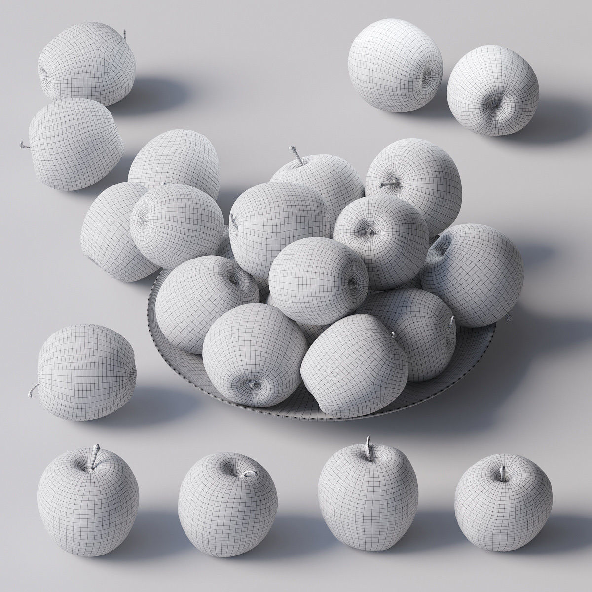 Apples Gala - 4 models Low-poly 3D model_3