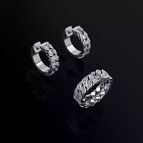 Cuban Ring and Earrings 3D print model