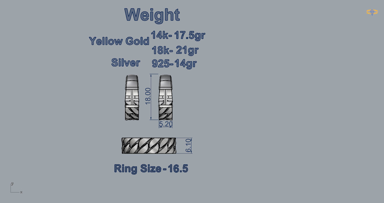 Cuban Ring and Earrings 3D print model_3