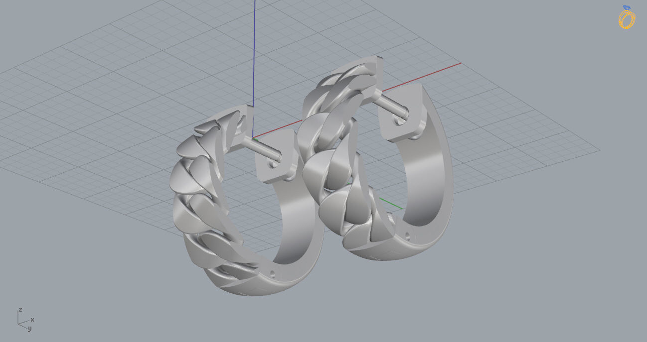 Cuban Ring and Earrings 3D print model_12
