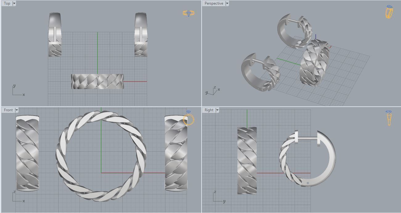 Cuban Ring and Earrings 3D print model_5