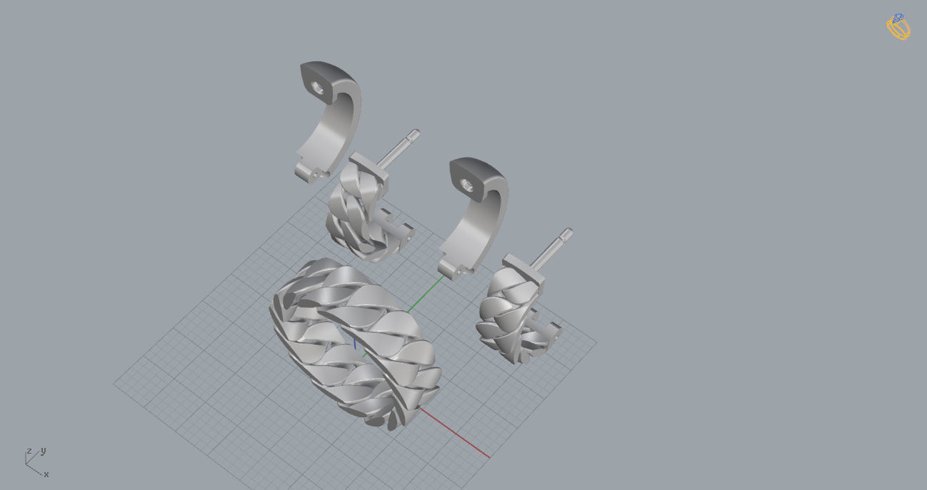 Cuban Ring and Earrings 3D print model_13
