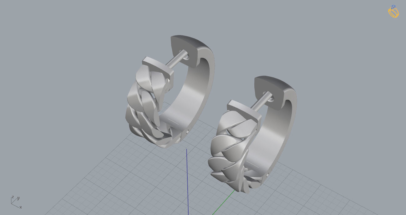 Cuban Ring and Earrings 3D print model_11