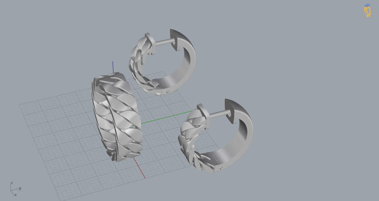 Cuban Ring and Earrings 3D print model_7