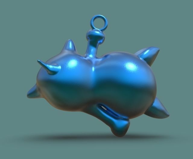 Lucky Cat Maneki-Neko pendant 3D print model_5