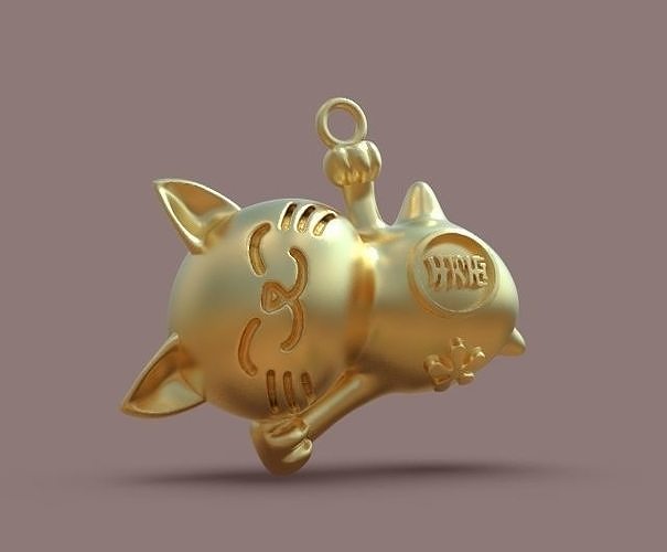 Lucky Cat Maneki-Neko pendant 3D print model