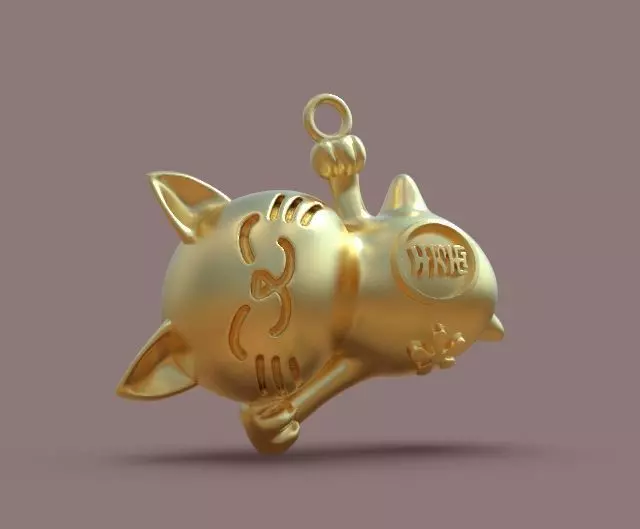 Lucky Cat Maneki-Neko pendant 3D print model_0