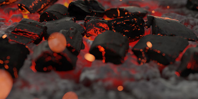 Photorealistic Charcoals Low-poly 3D model