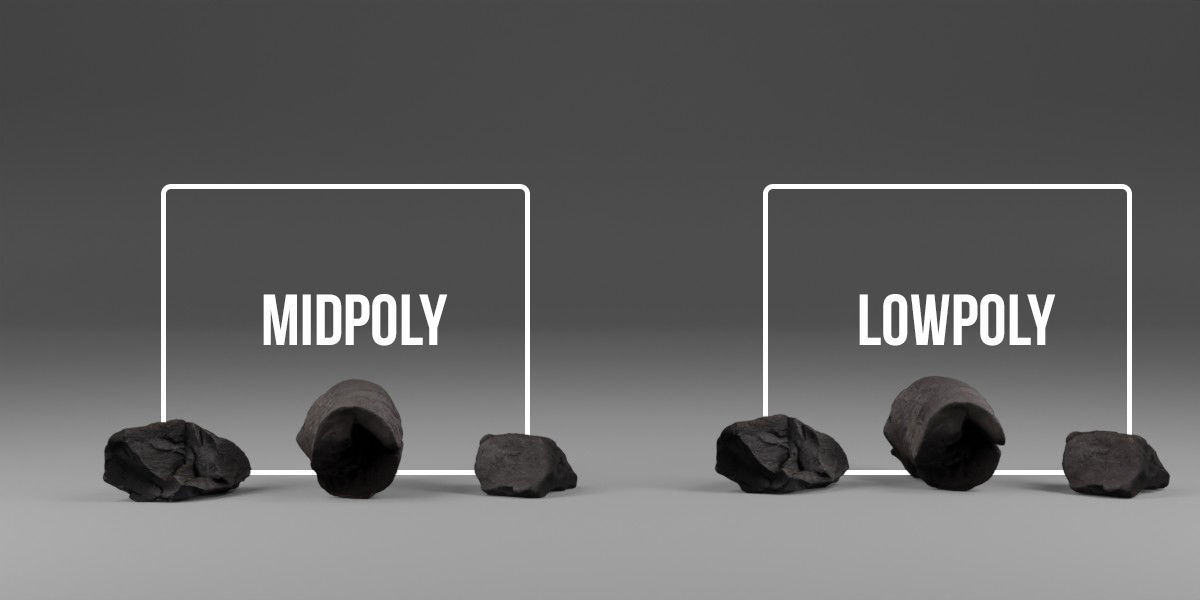 Photorealistic Charcoals Low-poly 3D model_2