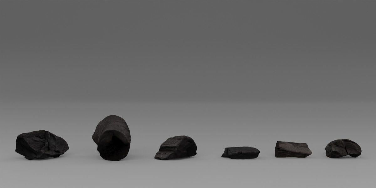 Photorealistic Charcoals Low-poly 3D model_6