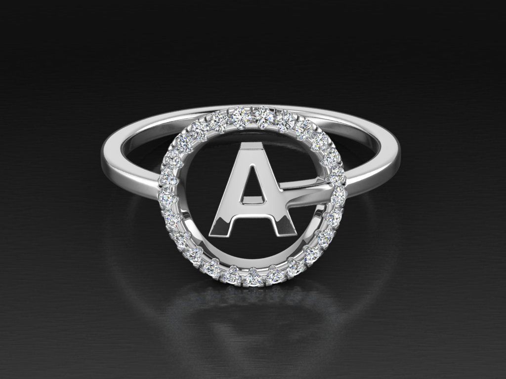 Jewelry Alphabet Ring A 3D print model_8