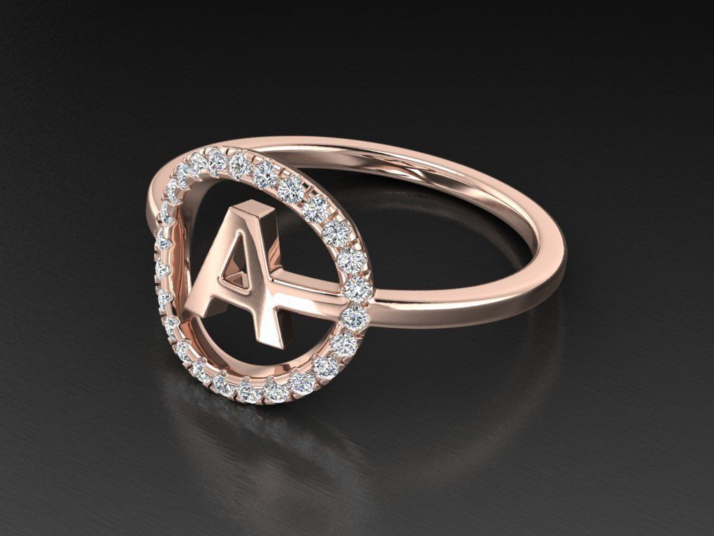 Jewelry Alphabet Ring A 3D print model_5