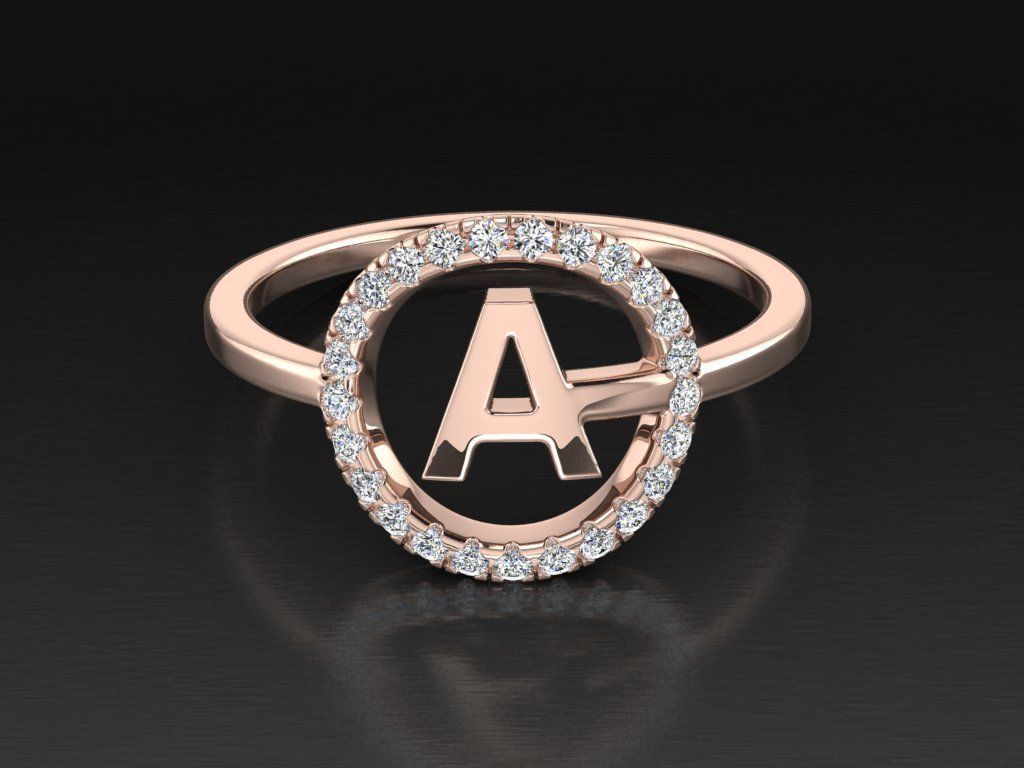 Jewelry Alphabet Ring A 3D print model_4