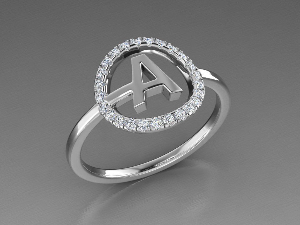 Jewelry Alphabet Ring A 3D print model_6