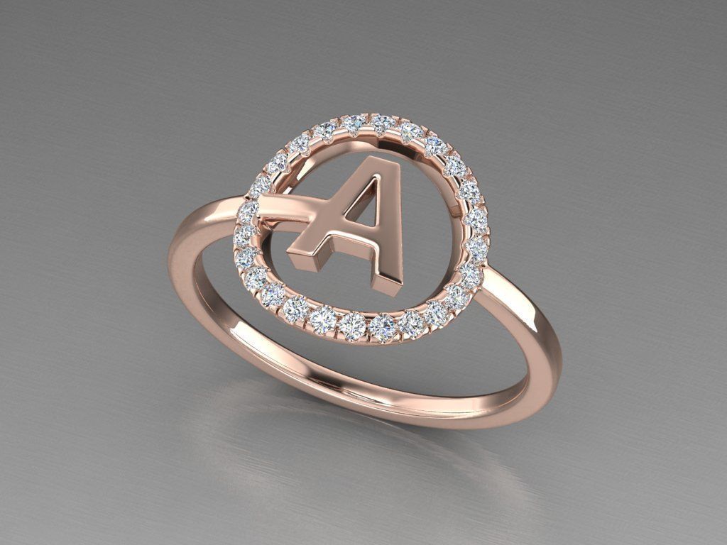 Jewelry Alphabet Ring A 3D print model_3
