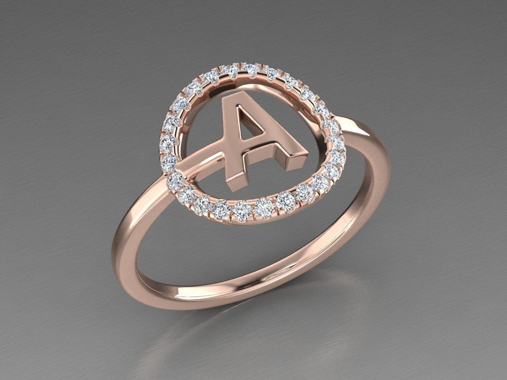 Jewelry Alphabet Ring A 3D print model_2