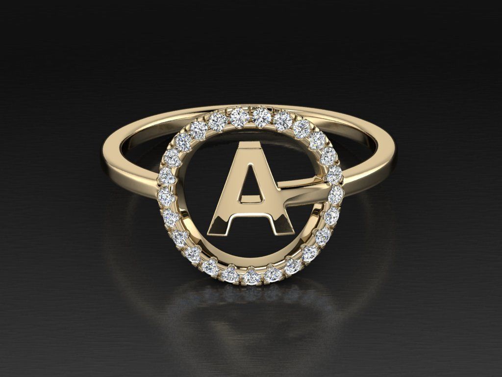 Jewelry Alphabet Ring A 3D print model_11