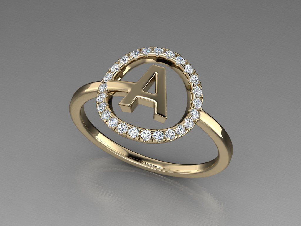 Jewelry Alphabet Ring A 3D print model_10