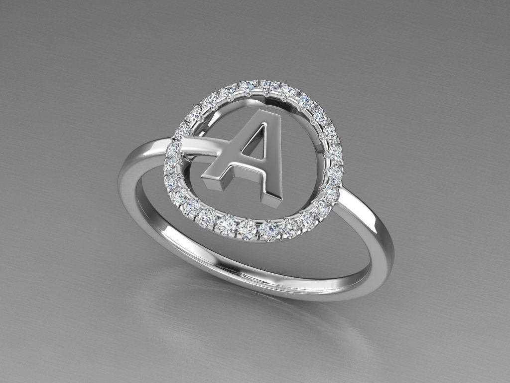 Jewelry Alphabet Ring A 3D print model_7