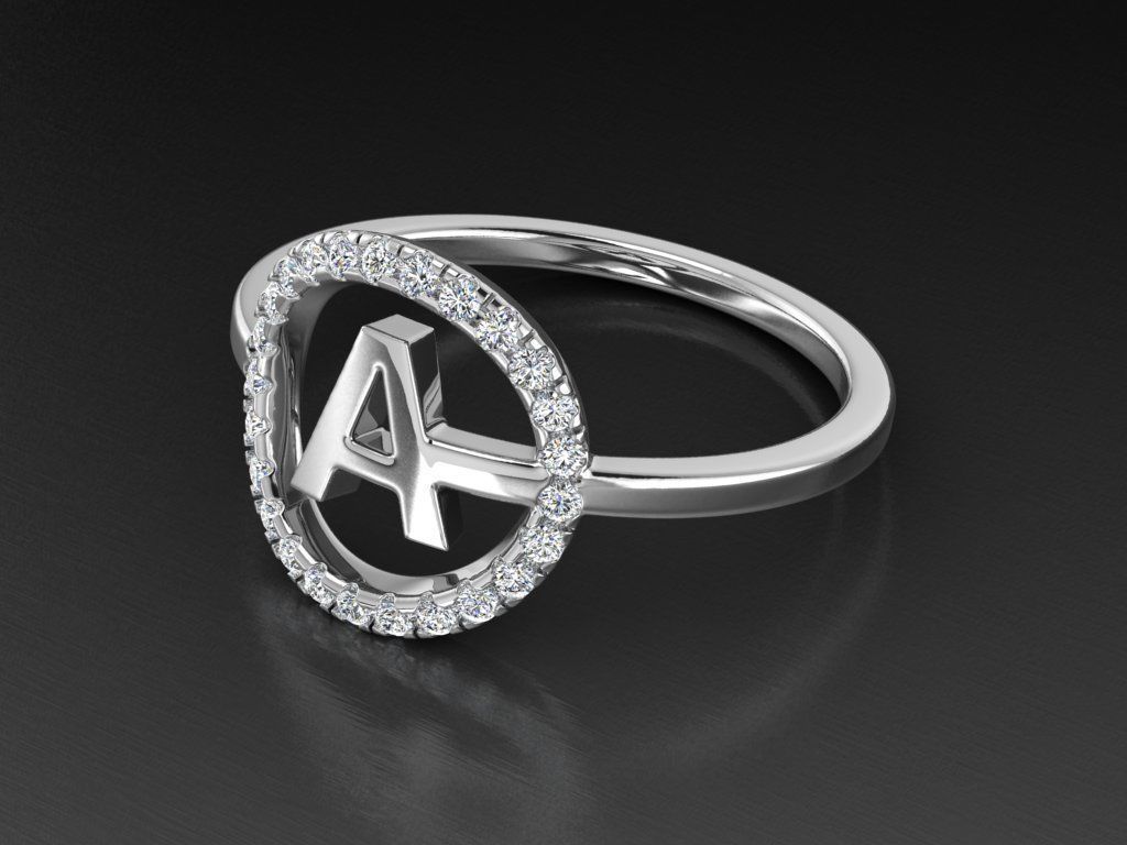 Jewelry Alphabet Ring A 3D print model_9